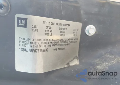 2007 Saturn Ion 2 from USA, damaged, VIN 1G8AJ55F07Z158902